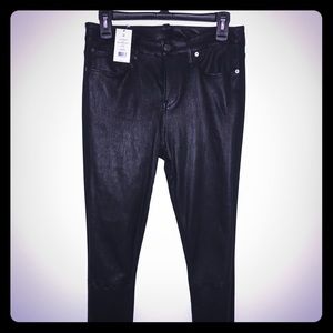 Helmut Lang Black Leather/Stretch Denim Jeans